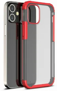 Apple iPhone 12 (6.1) Kılıf Volks Serisi Kenarları Silikon Arkası Şeffaf Sert Kapak - Kırmızı