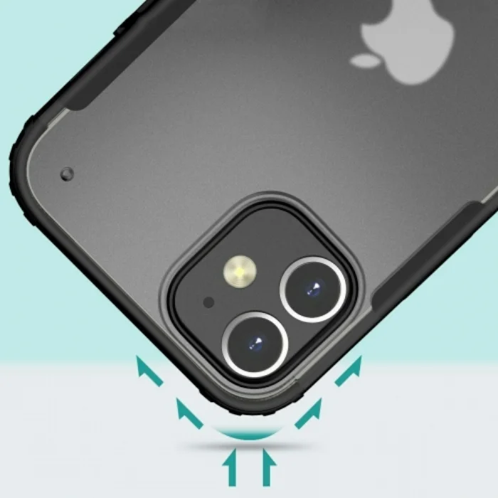 Apple iPhone 12 (6.1) Kılıf Volks Serisi Kenarları Silikon Arkası Şeffaf Sert Kapak - Lacivert