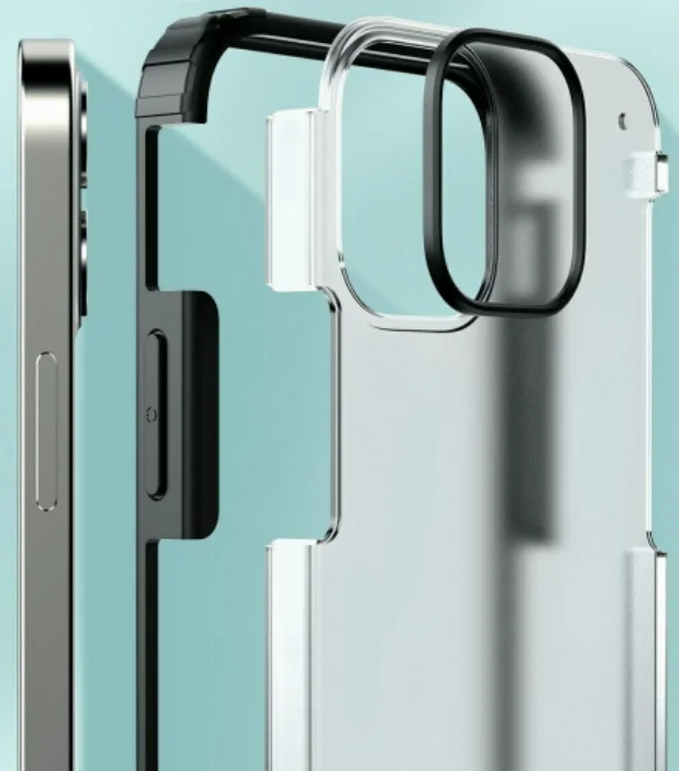 Apple iPhone 12 (6.1) Kılıf Volks Serisi Kenarları Silikon Arkası Şeffaf Sert Kapak - Lacivert