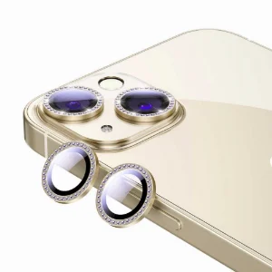 Apple iPhone 12 (6.1) Taşlı Kamera Lens Koruyucu CL-06 - Gold