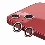 Apple iPhone 12 (6.1) Taşlı Kamera Lens Koruyucu CL-06 - Kırmızı