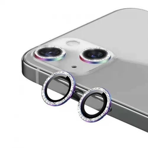 Apple iPhone 12 (6.1) Taşlı Kamera Lens Koruyucu CL-06 - Renkli