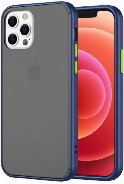 Apple iPhone 12 Mini (5.4) Kılıf Exlusive Arkası Mat Tam Koruma Darbe Emici - Mavi