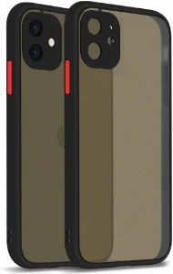 Apple iPhone 12 Mini (5.4) Kılıf Kamera Korumalı Arkası Şeffaf Mat Silikon Kapak - Siyah
