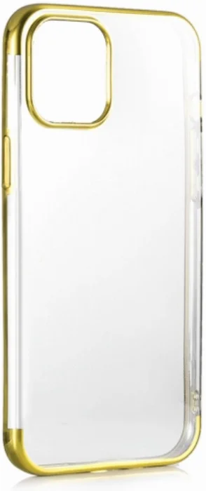 Apple iPhone 12 Mini (5.4) Kılıf Renkli Köşeli Lazer Şeffaf Esnek Silikon - Gold