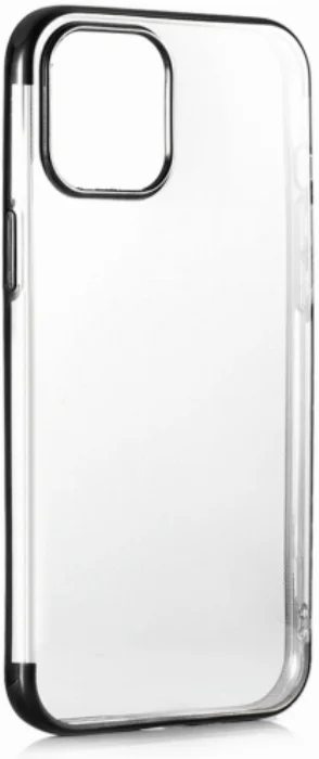 Apple iPhone 12 Mini (5.4) Kılıf Renkli Köşeli Lazer Şeffaf Esnek Silikon - Siyah