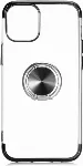 Apple iPhone 12 Mini (5.4) Kılıf Renkli Köşeli Yüzüklü Standlı Lazer Şeffaf Esnek Silikon - Siyah