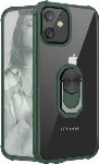 Apple iPhone 12 Mini (5.4) Kılıf Standlı Arkası Şeffaf Kenarları Airbag Kapak - Yeşil