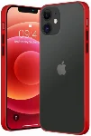Apple iPhone 12 Pro (6.1) Kılıf Exlusive Arkası Mat Tam Koruma Darbe Emici - Kırmızı