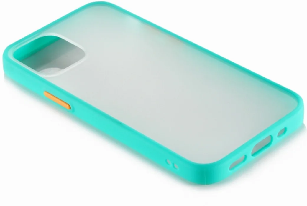 Apple iPhone 12 Pro (6.1) Kılıf Exlusive Arkası Mat Tam Koruma Darbe Emici - Mavi
