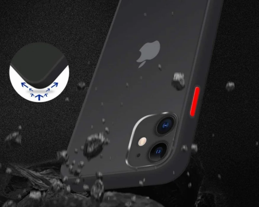 Apple iPhone 12 Pro (6.1) Kılıf Exlusive Arkası Mat Tam Koruma Darbe Emici - Siyah