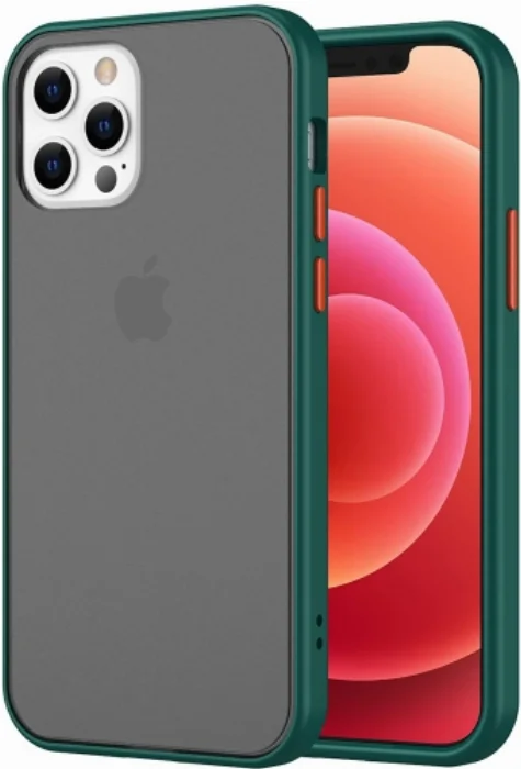 Apple iPhone 12 Pro (6.1) Kılıf Exlusive Arkası Mat Tam Koruma Darbe Emici - Yeşil
