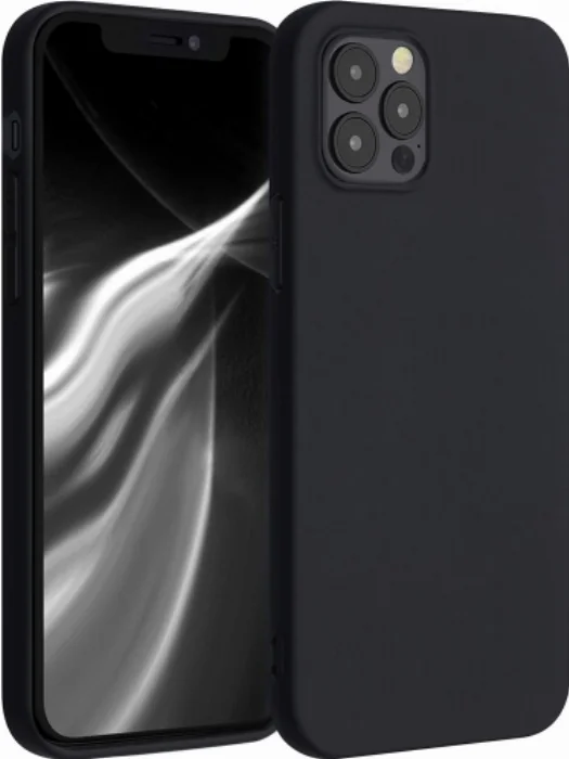 Apple iPhone 12 Pro (6.1) Kılıf İnce Mat Esnek Silikon - Siyah
