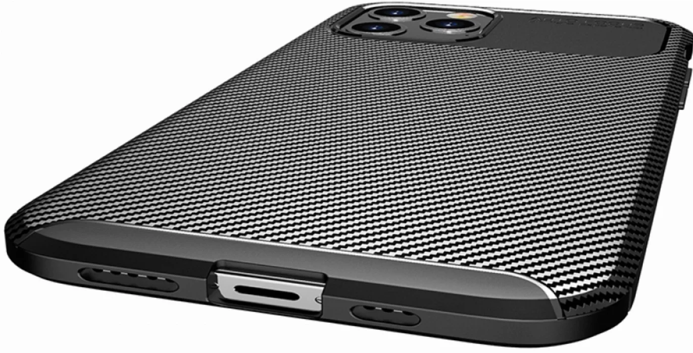 Apple iPhone 12 Pro (6.1) Kılıf Karbon Serisi Mat Fiber Silikon Negro Kapak - Siyah