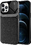 Apple iPhone 12 Pro (6.1) Kılıf Deri Görünümlü Emiks Kapak - Siyah