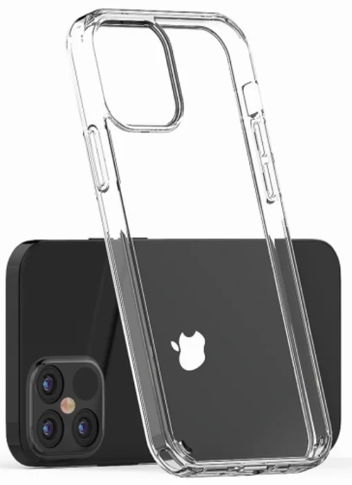 Apple iPhone 12 Pro (6.1) Kılıf Korumalı Kenarları Silikon Arkası Sert Coss Kapak  - Şeffaf