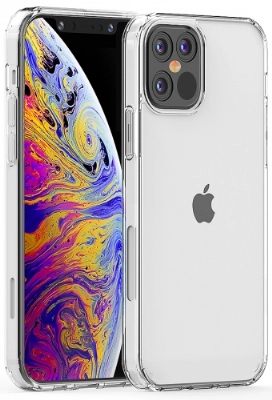 Apple iPhone 12 Pro (6.1) Kılıf Korumalı Kenarları Silikon Arkası Sert Coss Kapak  - Şeffaf