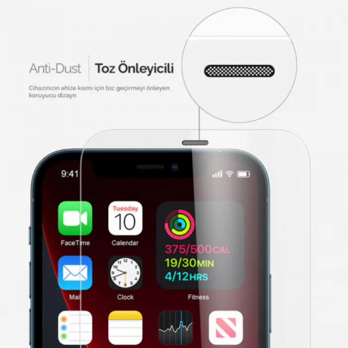 Apple iPhone 12 Pro (6.1) Kırılmaz Cam Tempered Ekran Koruyucu Toz Önleyicili Anti-Dust Vox Glass - Şeffaf