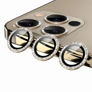 Apple iPhone 12 Pro (6.1) Taşlı Kamera Lens Koruyucu CL-06 - Gold