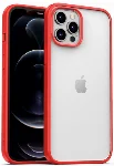 Apple iPhone 12 Pro Max (6.7) Kılıf Arkası Cam Kenarları Silikon Hom Kapak - Kırmızı