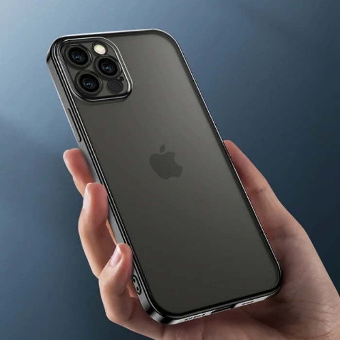 Apple iPhone 12 Pro Max (6.7) Kılıf Benks Silikon Mat Electroplated 1.2mm Kapak - Mavi