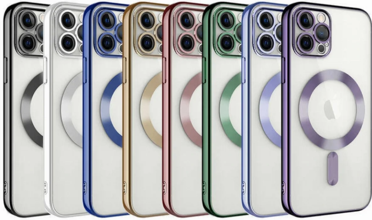 Apple iPhone 12 Pro Max (6.7) Kılıf Kamera Korumalı Şeffaf Magsafe Wireless Şarj Özellikli Demre Kapak - Koyu Mor