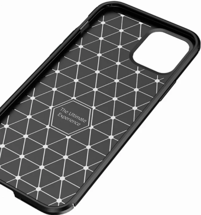 Apple iPhone 12 Pro Max (6.7) Kılıf Karbon Serisi Mat Fiber Silikon Negro Kapak - Lacivert