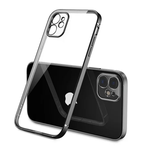 Apple iPhone 12 Pro Max (6.7) Kılıf Renkli Esnek Kamera Korumalı Silikon G-Box Kapak - Siyah