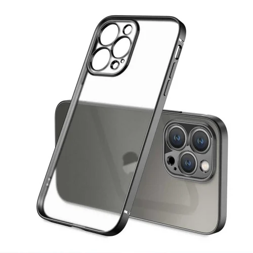 Apple iPhone 12 Pro Max (6.7) Kılıf Renkli Mat Esnek Kamera Korumalı Silikon G-Box Kapak - Siyah