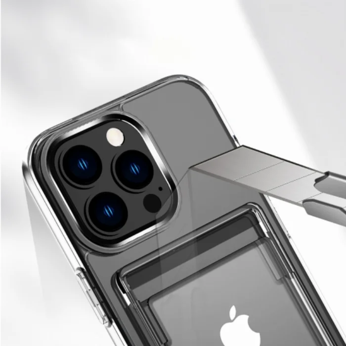 Apple iPhone 12 Pro Max (6.7) Kılıf Şeffaf Clear Kartlık Bölmeli Silikon Kapak