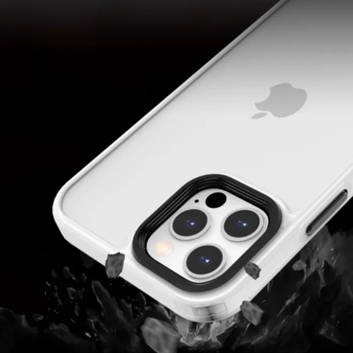 Apple iPhone 12 Pro Max (6.7) Kılıf Silikon Arkası Şeffaf CANN Kapak - Beyaz