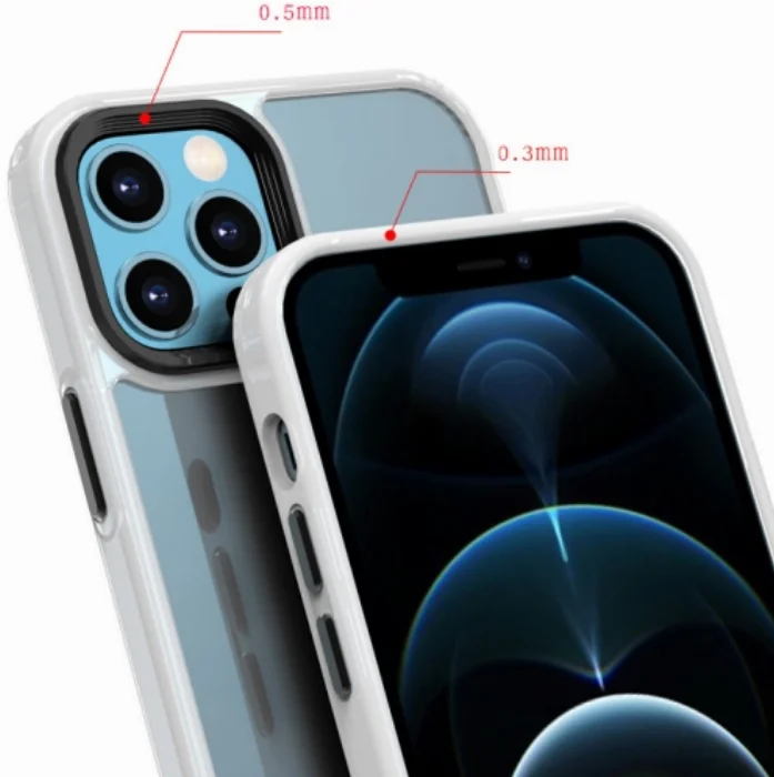 Apple iPhone 12 Pro Max (6.7) Kılıf Silikon Arkası Şeffaf CANN Kapak - Lacivert
