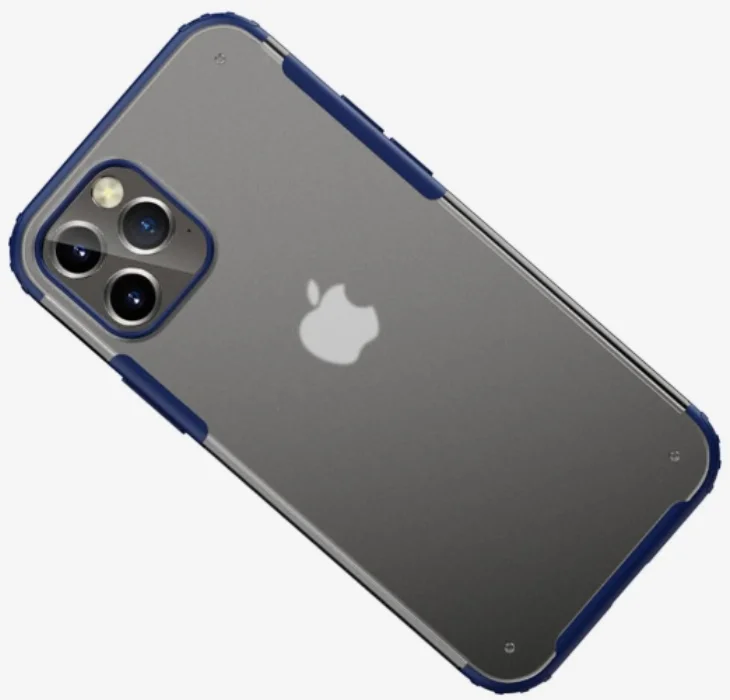 Apple iPhone 12 Pro Max (6.7) Kılıf Volks Serisi Kenarları Silikon Arkası Şeffaf Sert Kapak - Siyah