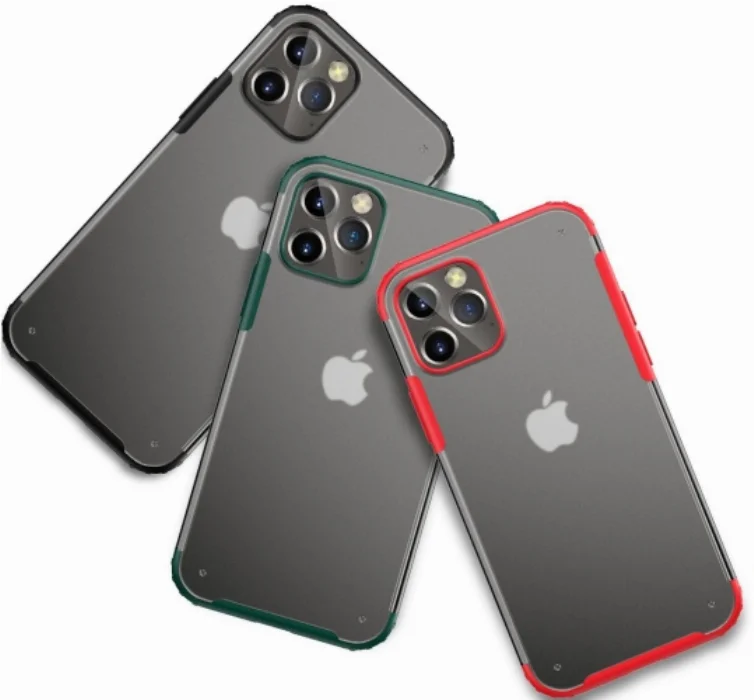 Apple iPhone 12 Pro Max (6.7) Kılıf Volks Serisi Kenarları Silikon Arkası Şeffaf Sert Kapak - Yeşil