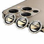 Apple iPhone 12 Pro Max (6.7) Taşlı Kamera Lens Koruyucu CL-06 - Gold