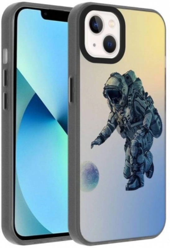 Apple iPhone 13 (6.1) Kılıf Desenli Zore Dragon Sert Kapak - Astronot