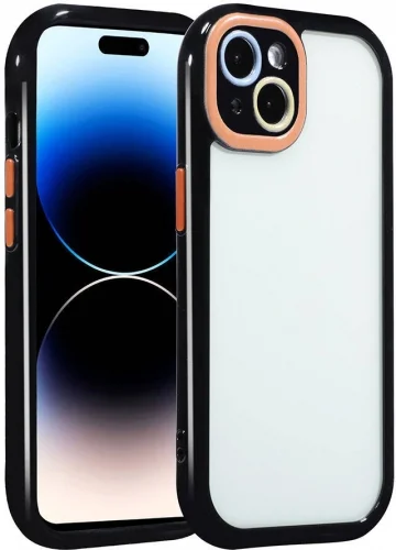 Apple iPhone 13 (6.1) Kılıf Kamera Korumalı Renkli Kenar ve Çerçeve Tasarımlı Vitamin Kapak - Mürdüm