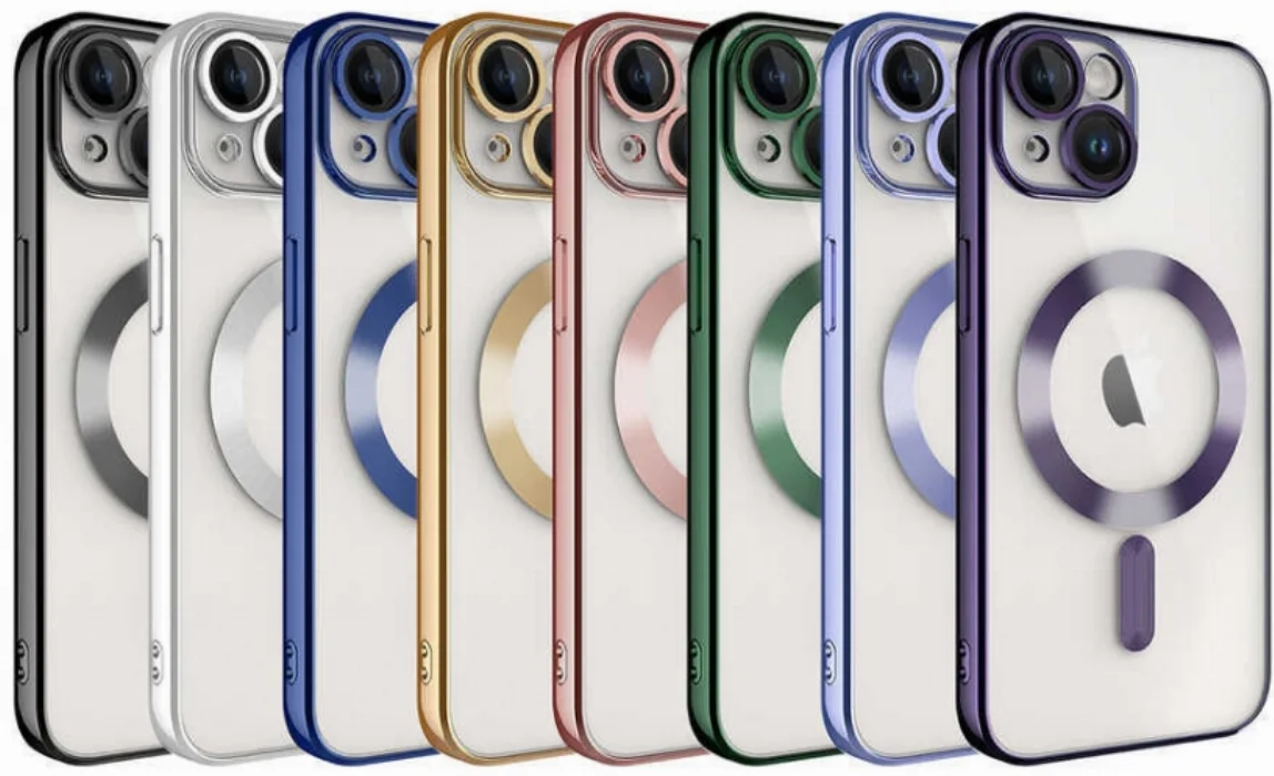 Apple iPhone 13 (6.1) Kılıf Kamera Korumalı Şeffaf Magsafe Wireless Şarj Özellikli Demre Kapak - Koyu Mor