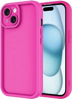 Apple iPhone 13 (6.1) Kılıf Kamera Korumalı Silikon Ananas Kapak - Pembe Koyu