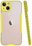 Apple iPhone 13 (6.1) Kılıf Kamera Lens Korumalı Arkası Şeffaf Silikon Kapak - Sarı