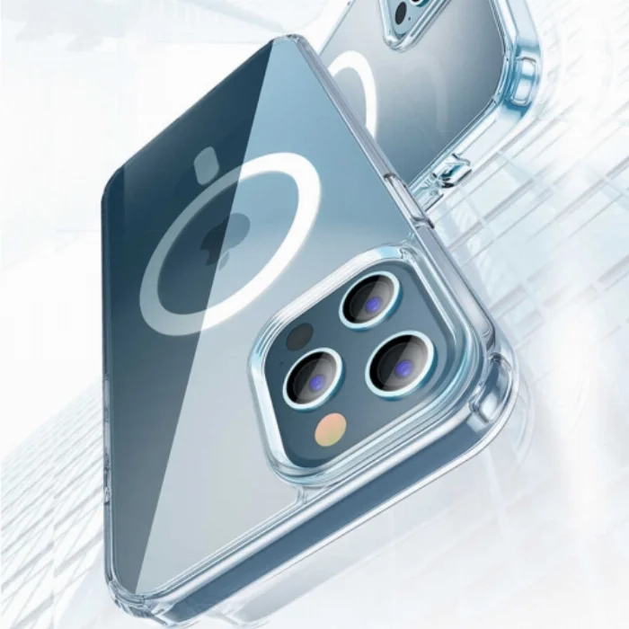 Apple iPhone 13 (6.1) Kılıf MagSafe Wireless Şarj Kapak Köşeleri Airbag - Şeffaf