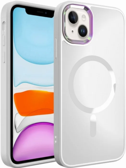 Apple iPhone 13 (6.1) Kılıf Magsafe Wireless Şarj Özellikli Stil Kapak - Beyaz