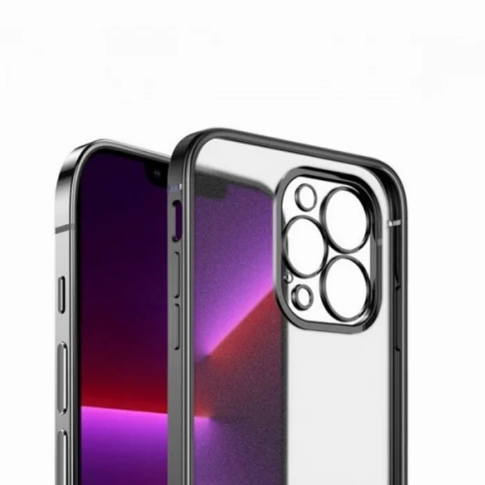 Apple iPhone 13 (6.1) Kılıf Renkli Mat Esnek Kamera Korumalı Silikon G-Box Kapak - Siyah