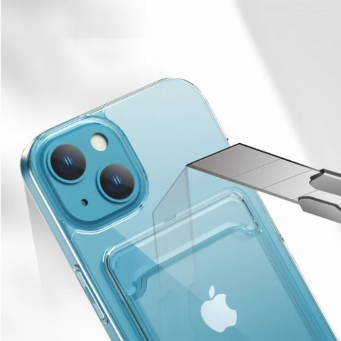 Apple iPhone 13 (6.1) Kılıf Şeffaf Clear Kartlık Bölmeli Silikon Kapak