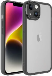 Apple iPhone 13 (6.1) Kılıf Şeffaf Esnek Silikon Kenarları Buzlu Kamera Korumalı Post Kapak - Siyah