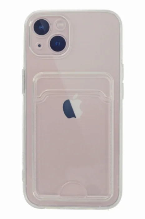 Apple iPhone 13 (6.1) Kılıf Şeffaf Kartlıklı Silikon Kapak