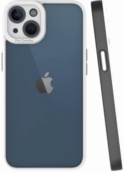 Apple iPhone 13 (6.1) Kılıf Şeffaf Mat Arka Yüzey Silikon Mima Kapak - Siyah