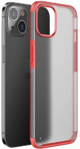 Apple iPhone 13 (6.1) Kılıf Volks Serisi Kenarları Silikon Arkası Şeffaf Sert Kapak - Kırmızı