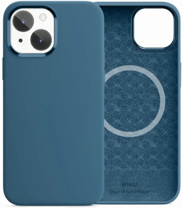 Apple iPhone 13 (6.1) Kılıf Wiwu Magnetic Magsafe Silikon Kapak - Mavi