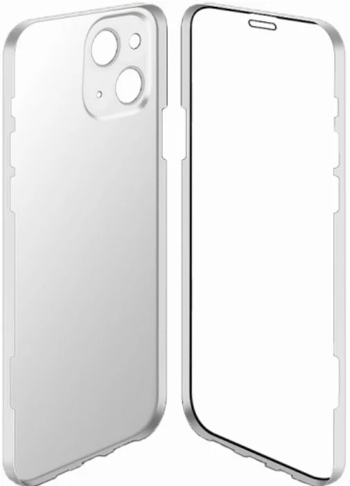 Apple iPhone 13 (6.1) Kılıf Zore 360 Tam Koruma Mat Dokulu Kapak - Beyaz
